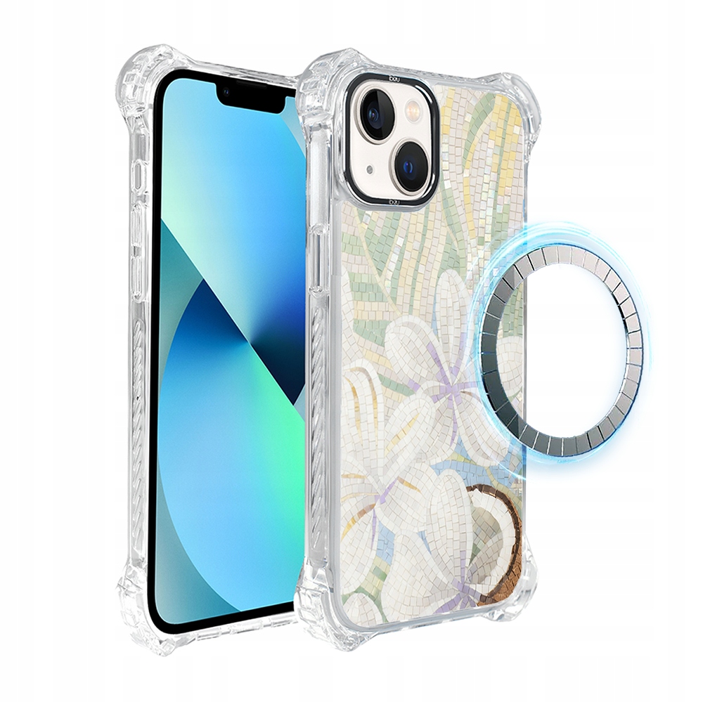 Pouzdro pro iPhone 13 Ibizu DropGuard Ultra s MagSafe, bílá lilie
