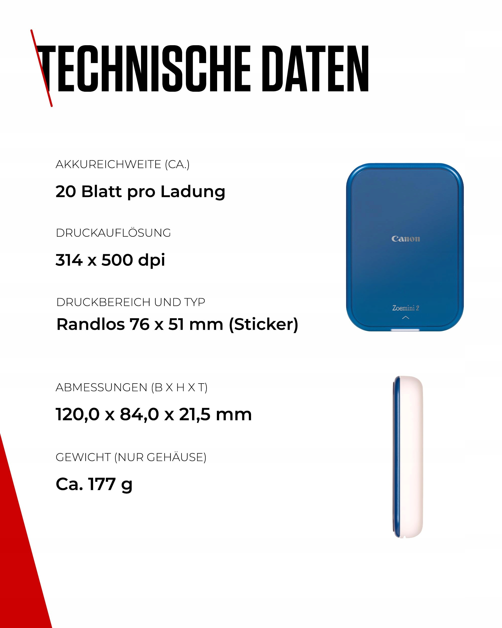 CANON Zoemini 2 Mobilna Drukarka Zdjęć Zestaw Zink i Naklejki — miniatura 6