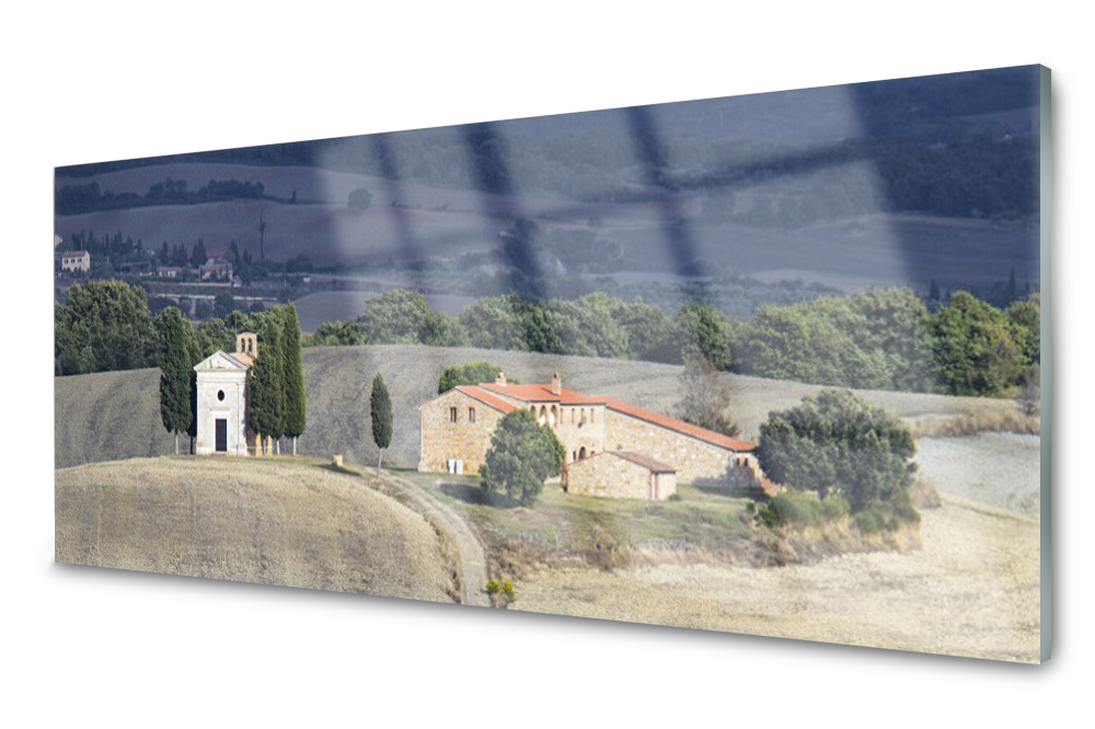 Obraz na skle Louka Stromy Krajina 125x50