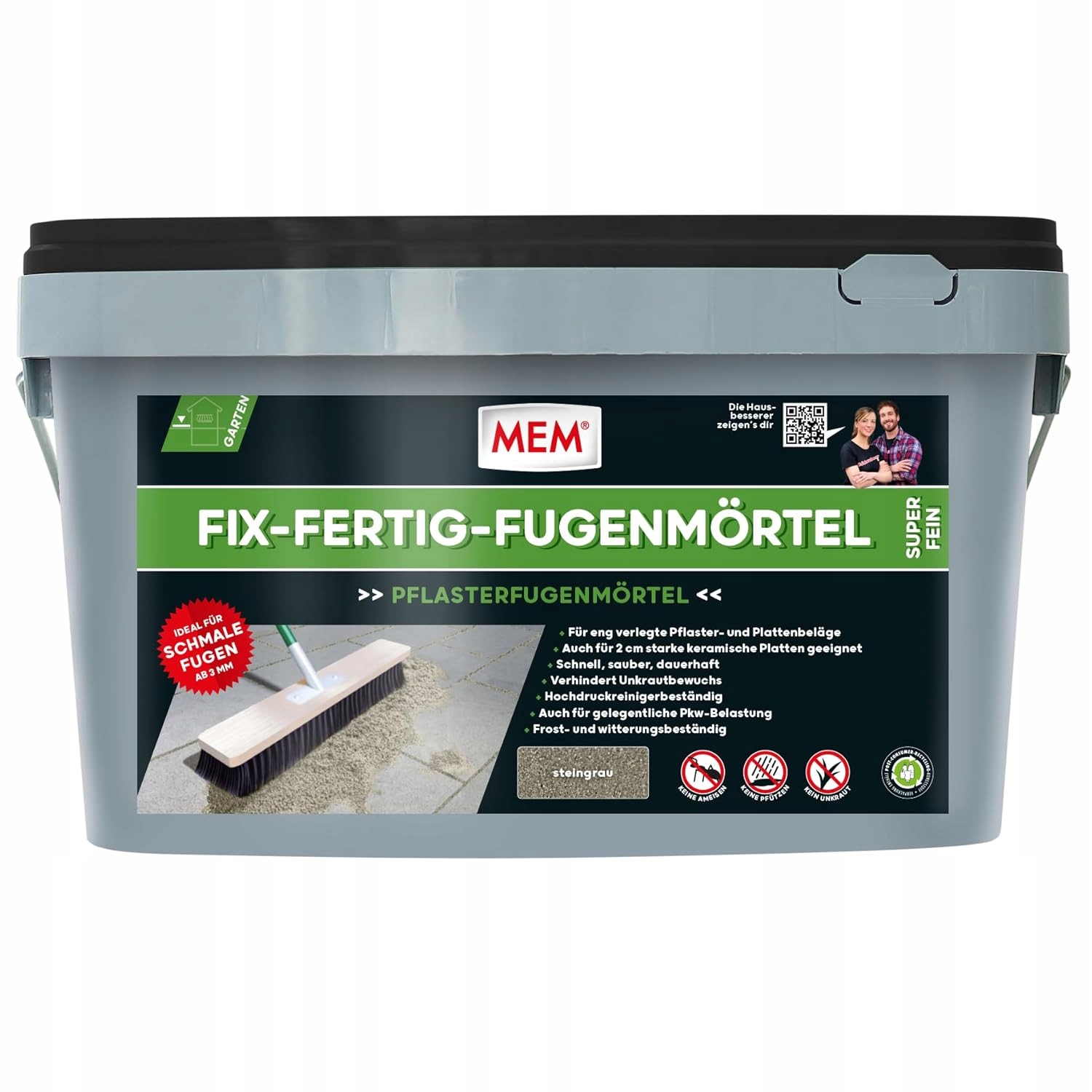 Zásypka Mem Fix-Frantig, malta na spáry, jemná šedá kamenná – 20 kg
