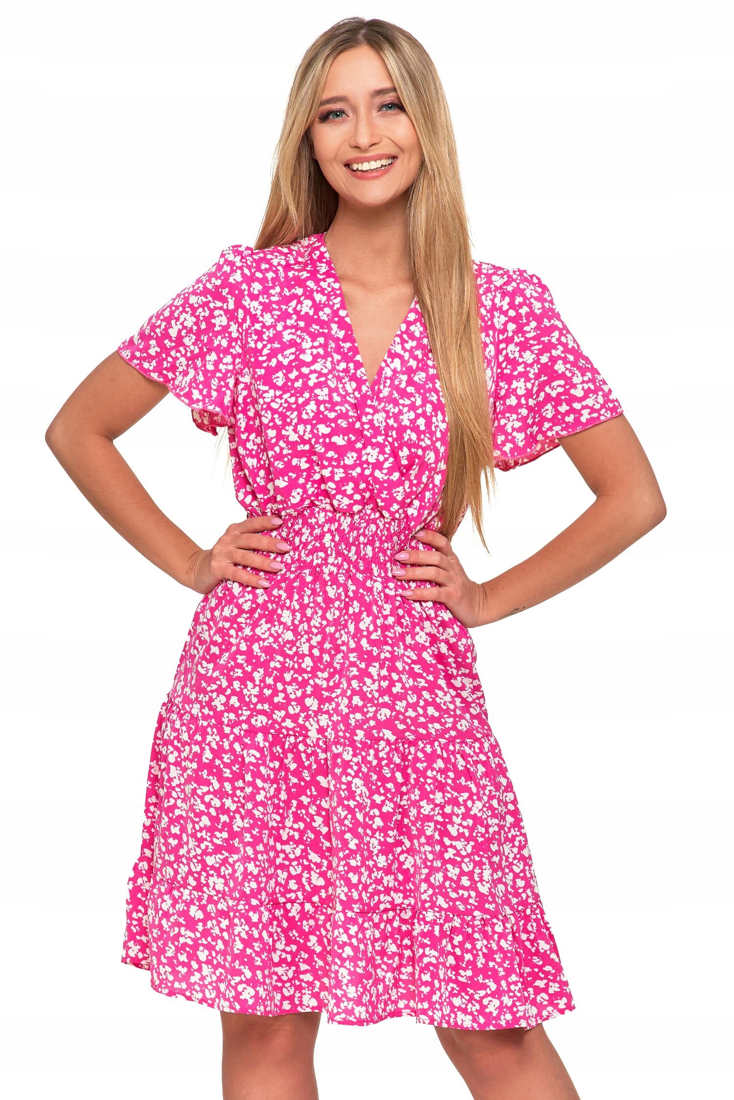 SUKIENKA DAMSKA ROZKLOSZOWANA Modny Motylkowy Rękaw Zwiewna Letnia MORAJ XL Marka Moraj