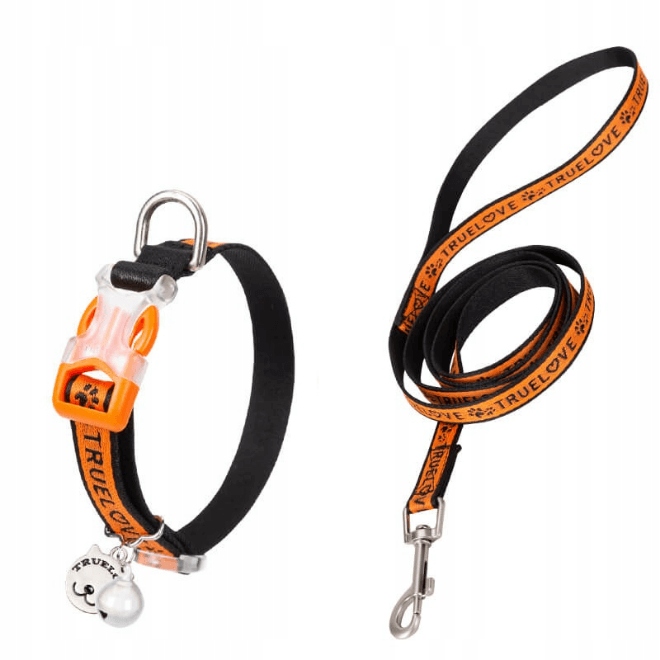 Levně Obojek a vodítko pro kočky, nastavitelná, Truelove Caterpillar oranžová
