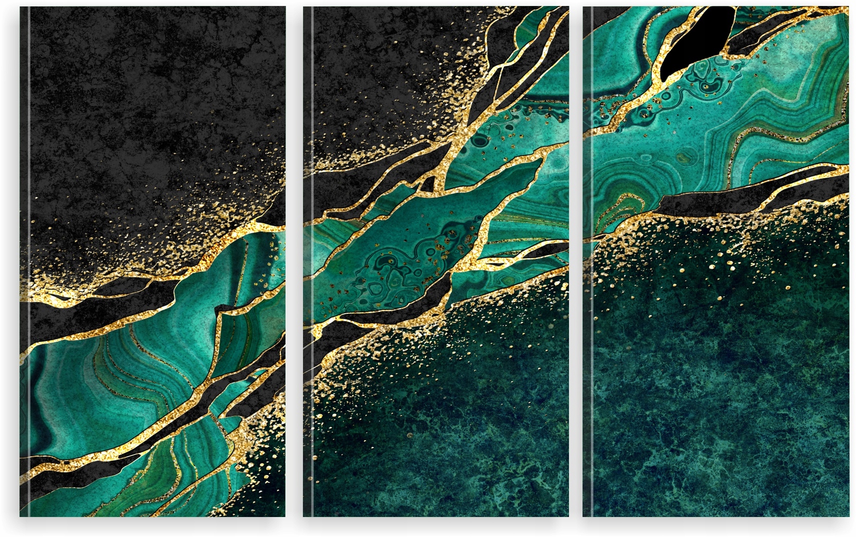 

Tryptyk Obraz Na Ścianę marmur zielony złoto