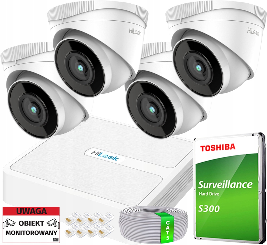 Ip monitorování 4 kamery 5Mpx IPCAM-T5 rekordér 8CH PoE HiLook Disk 1TB