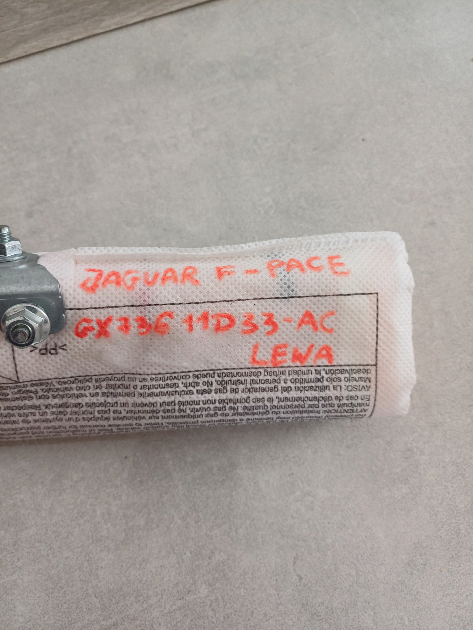 seat airbag left JAGUAR F- PACE GX73611D33-AC