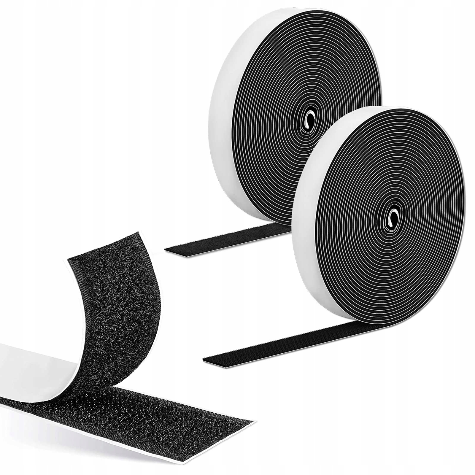 TAŚMA RZEP SAMOPRZYLPNY OBRAZÓW MOCNY KLEJEM CZARNY OBIE STRONY 10mm*5m Wzór bez wzoru