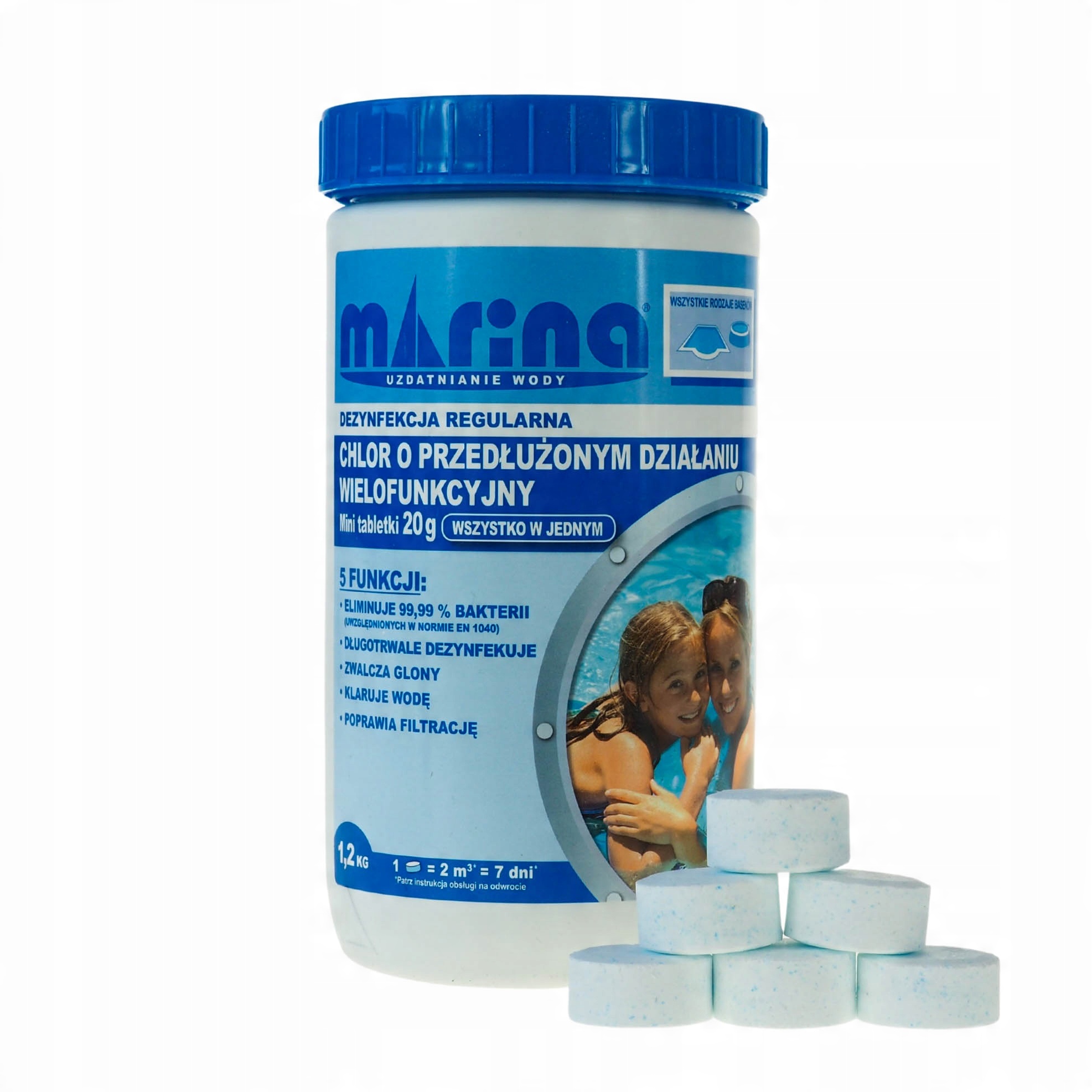 

Chlor wielofunkcyjny w tabletkach 1,2 kg Marina