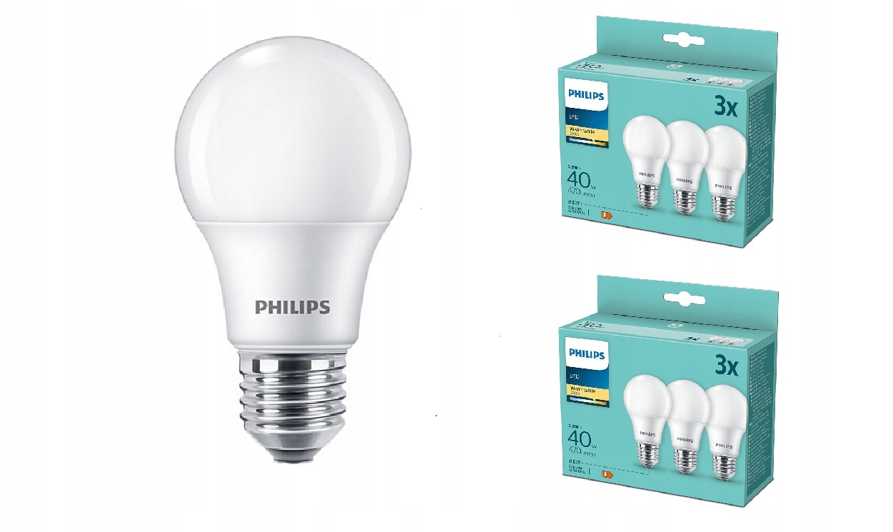 

6x Żarówka E27 Philips Led 5,5W 40W 2700K A60