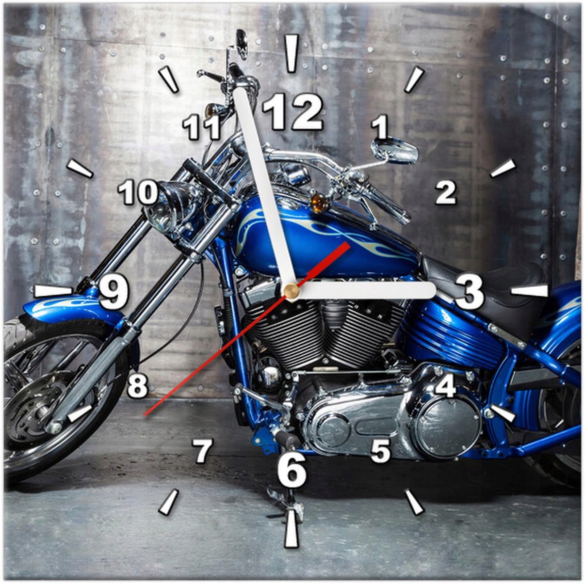 

Obraz z Zegarem 30x30 Chromowany Motocykl Motor