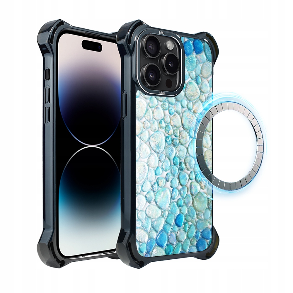 Pouzdro pro iPhone 14 Pro Ibizu DropGuard Ultra s MagSafe, tyrkysové kapky