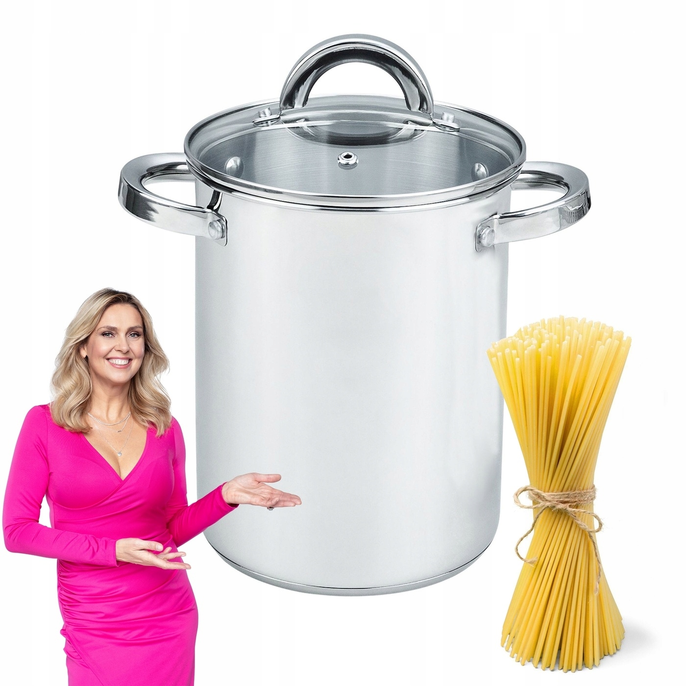 WYSOKI GARNEK INDUKCJA do gotowania MAKARONU garnek do SZPARAGÓW 4L pokrywa