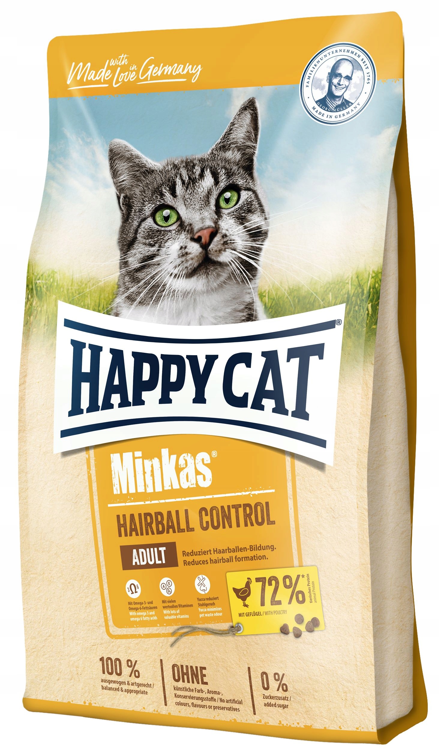 Happy Cat Minkas Hairball Control sucha drób 10 kg