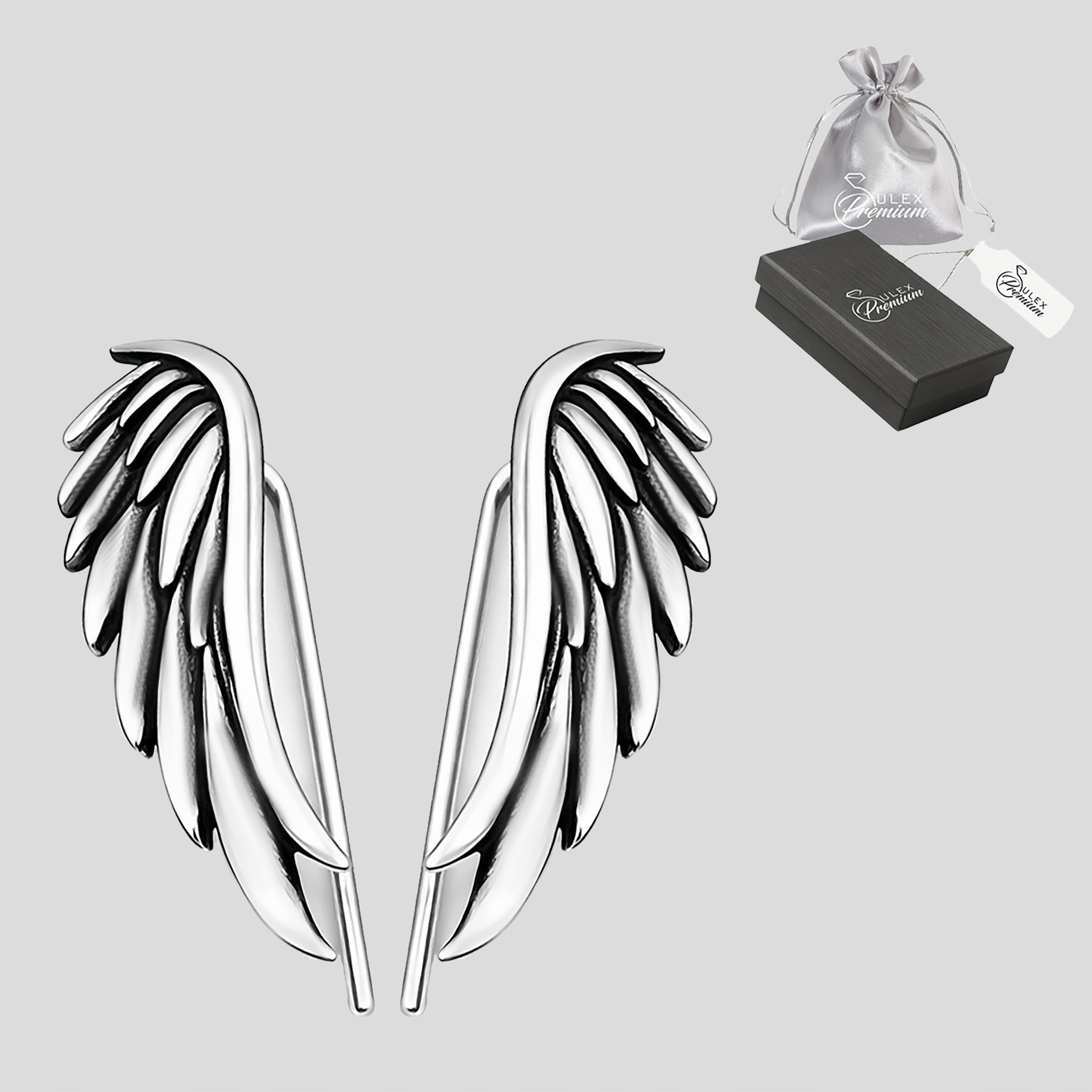 Náušnice – Náušnice stříbrné ryzost 925 Elegantní oxidovaná andělská křídla