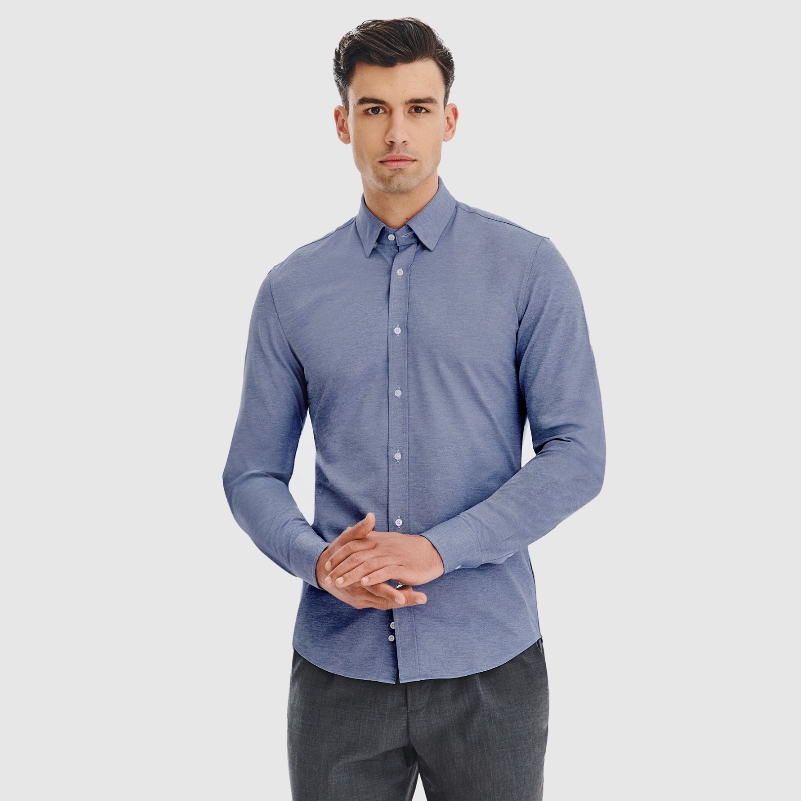 Modrá pánská košile s melírovaným vzorem Pako Lorente vel XL