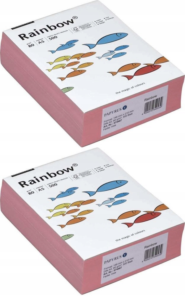 

Papier ksero Rainbow A5 80g/m2 500 ark różowy x2