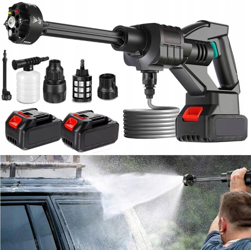 Akumulátorová Tlaková Myčka 100 Bar 21V 3AH Akumulátorová Multifunkční Tryska