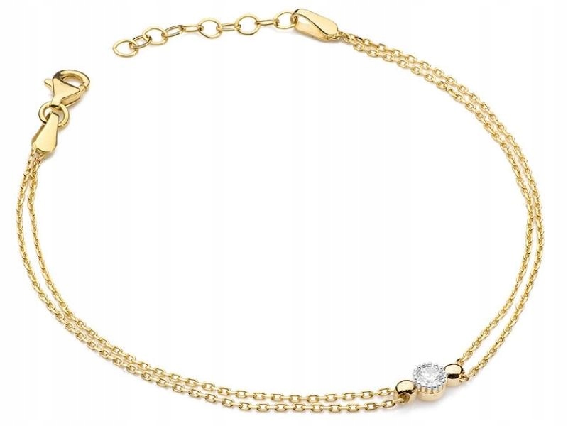 Zlatý náramek 585 diamant kuličky 0,90 g, jedinečný vzor jako dárek