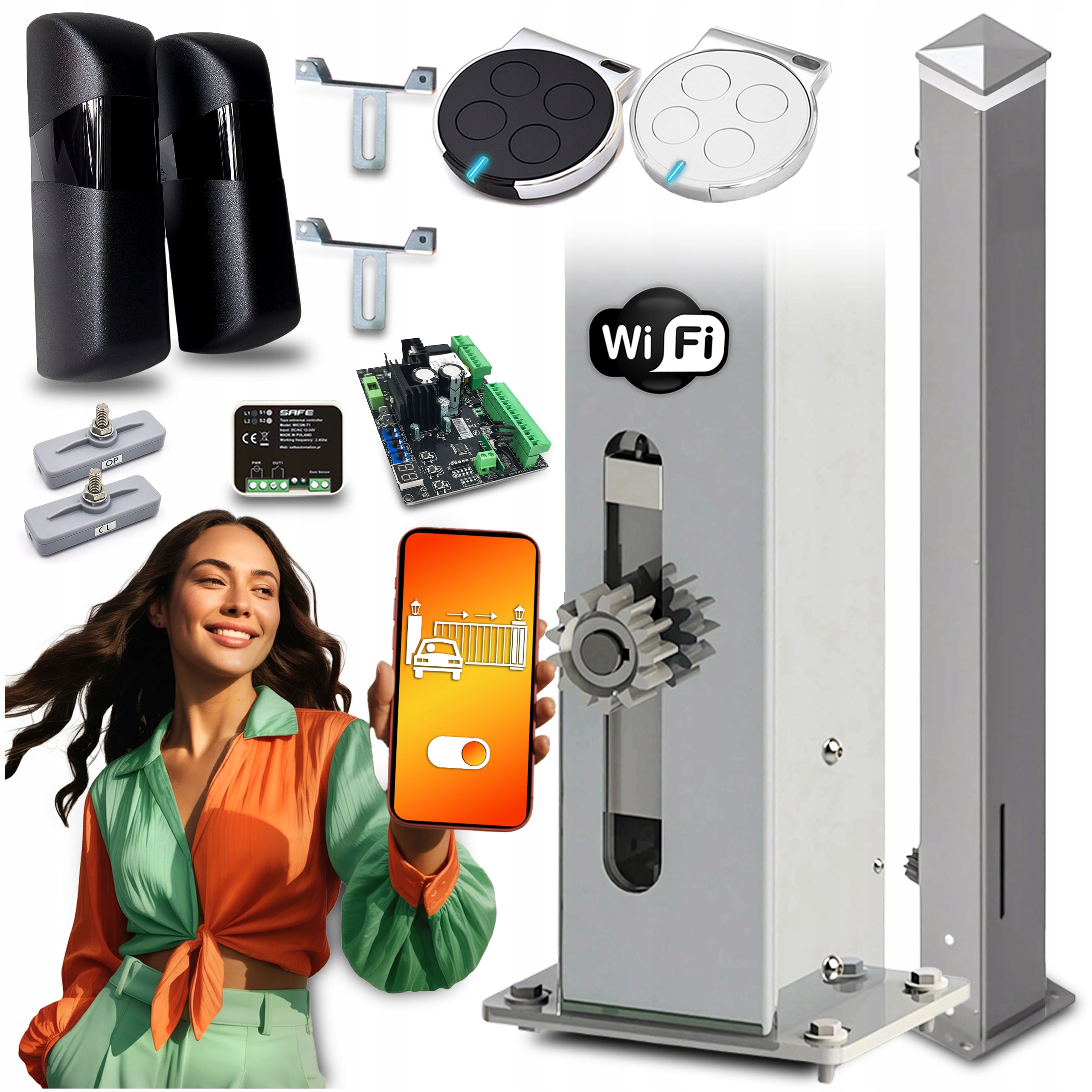 Set Pohon V Sloupku pro posuvné brány 180 neviditelný 700 kg Wifi Tuya