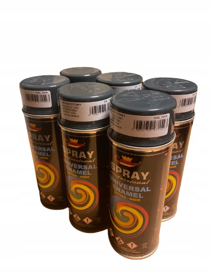 Emalia 6 szt Spray Farba Lakier Ral 9005 Czarny Mat Champion