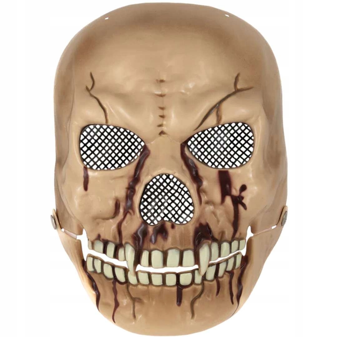 MASKA CZASZKA z ruchomą szczęką z kłami halloween
