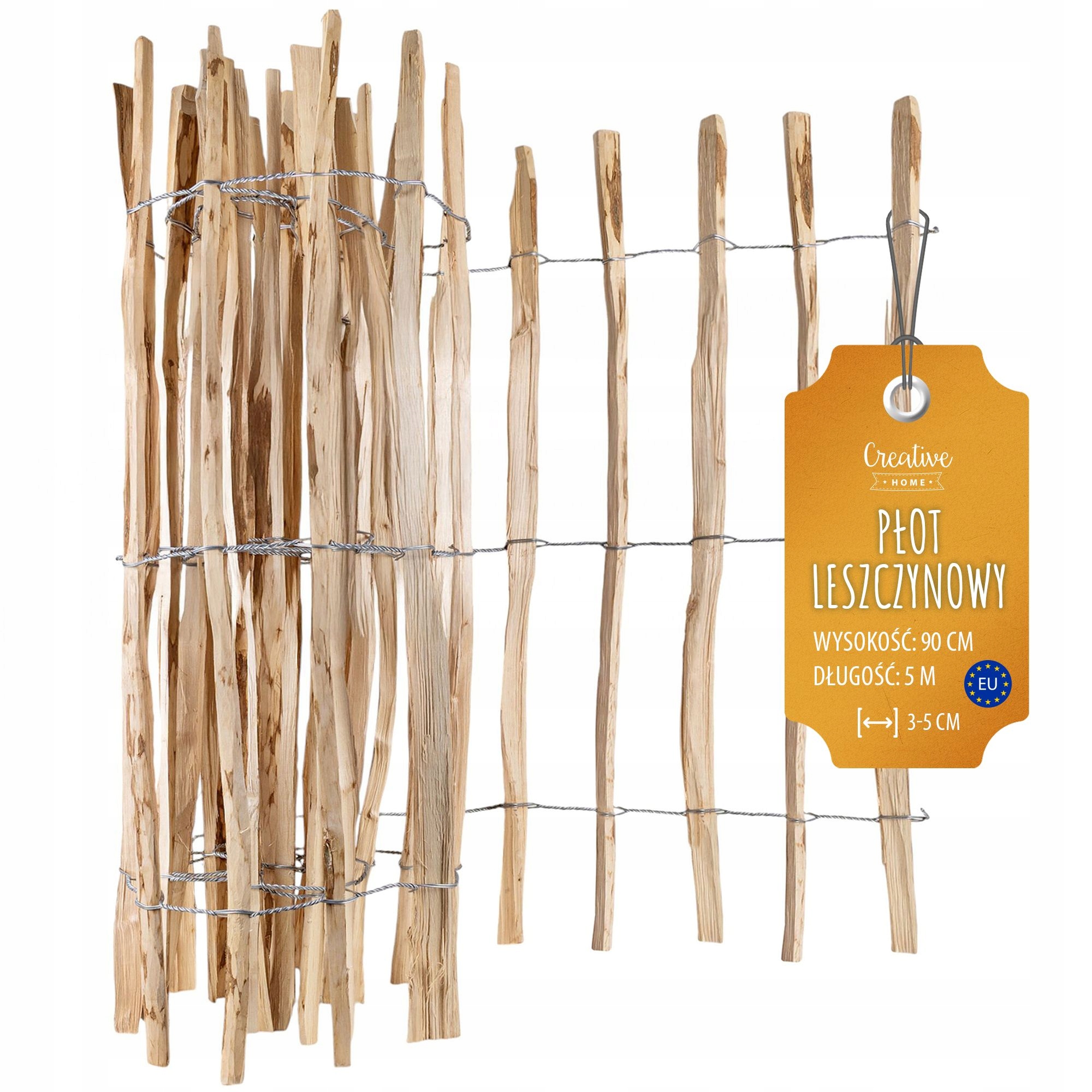 Záhradný lieskový plot s trávnikovým okrajom 5 m x 90 cm 7-9 cm