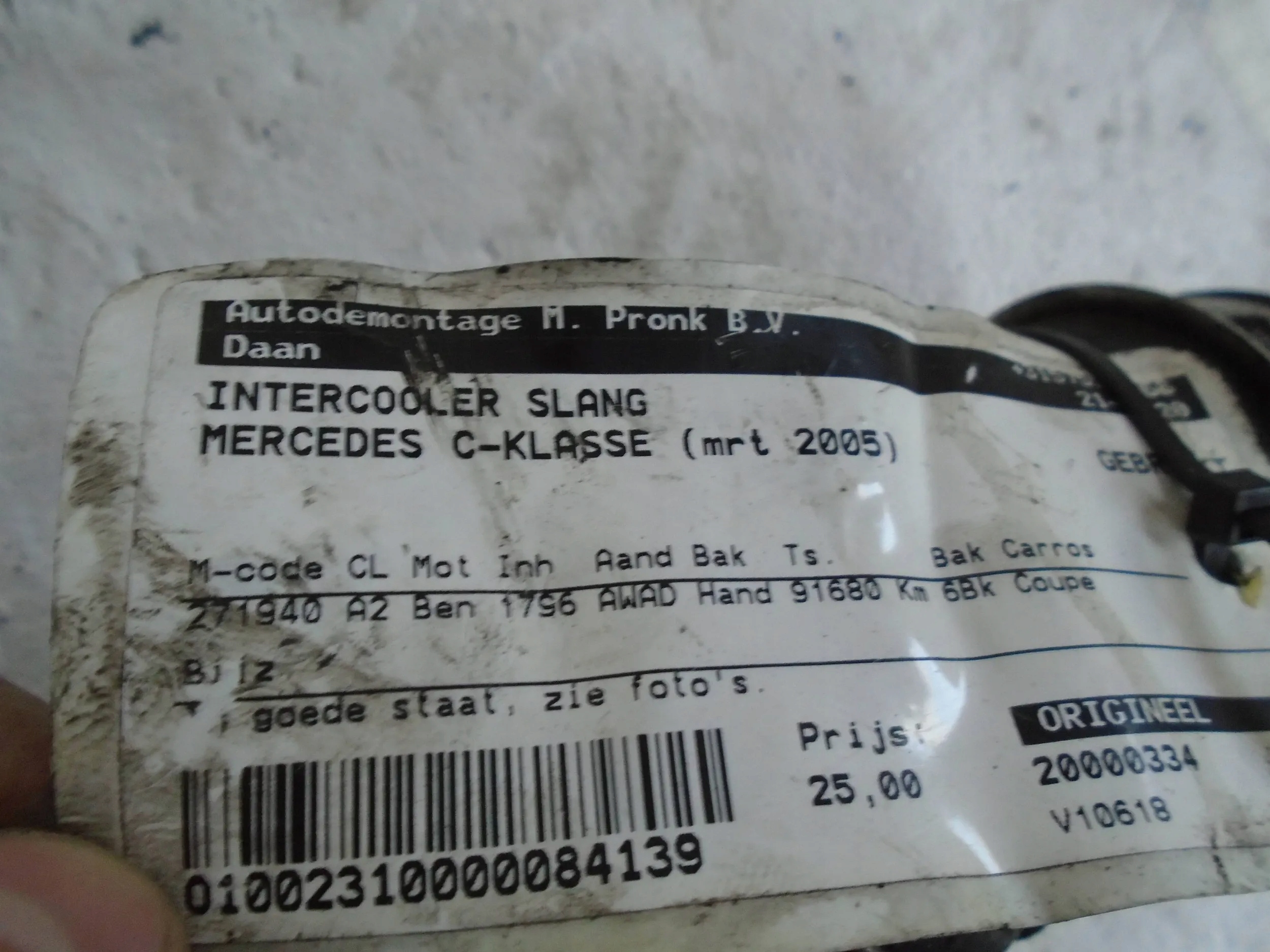 trouba hadice intercoolera A2035280732 Mercedes C W203