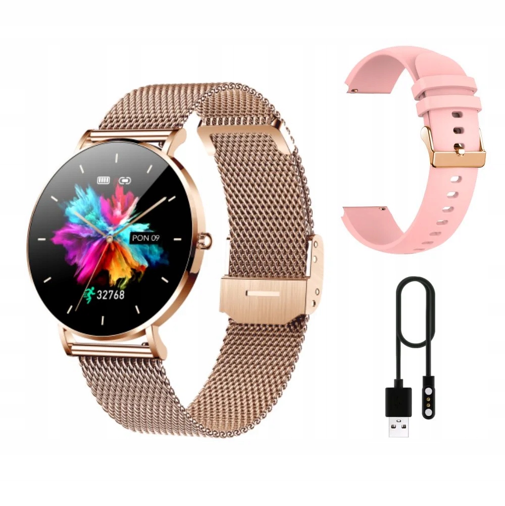 SMARTWATCH ZEGAREK DAMSKI ZŁOTY ALEXA + PASEK Kolor złoty