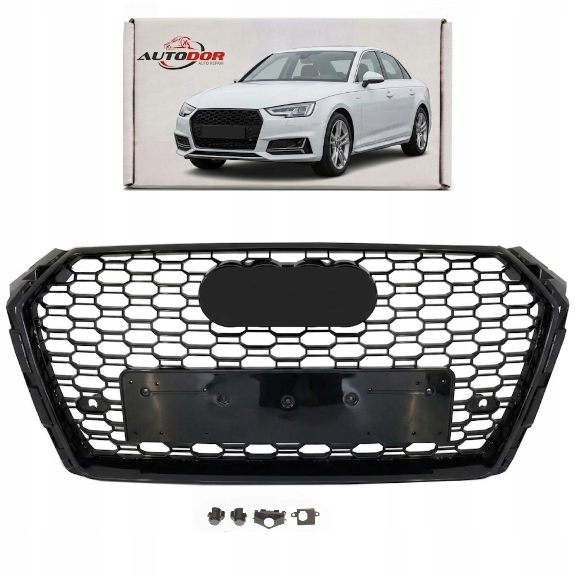 Audi A4 B9 2016-2019 Atrapa Grill Rs Look Medová Plástev Černý Lesk Pdc