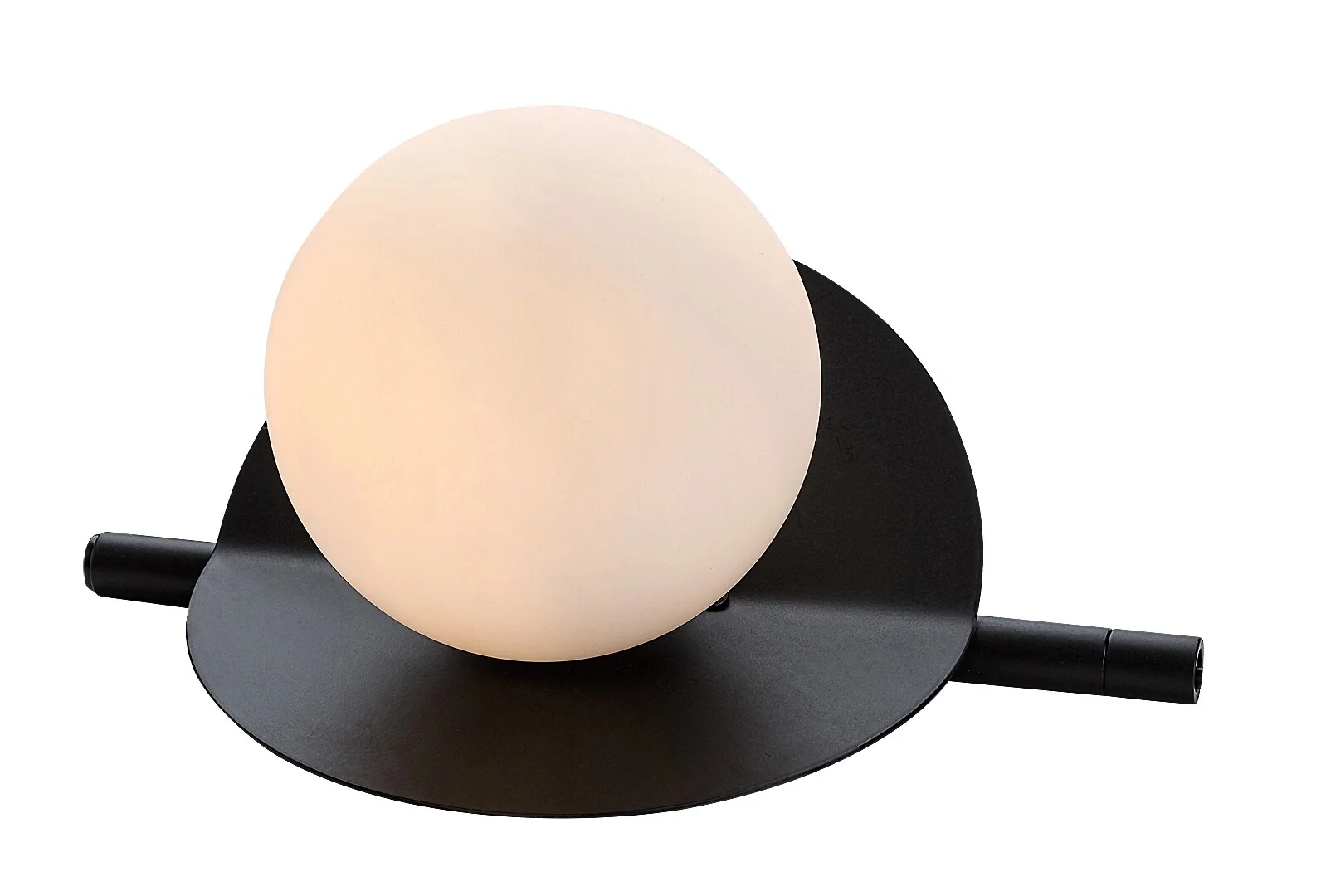 Moderná stolová lampa čierna sklenená biela guľa do spálne Rabalux