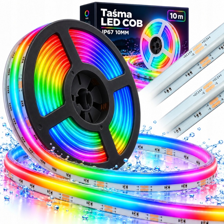 Pro pokoj a nábytek Led pásek Rgb Cob 10 m 24 V barevný, voděodolný IP67