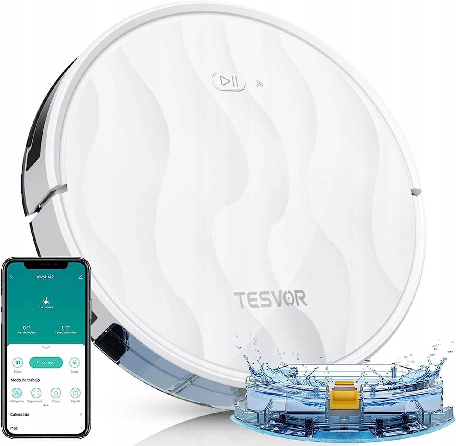 Takarító Robot Wifi Porszívó Hepa Tesvor M2 Felmosó Alkalmazás 6000Pa