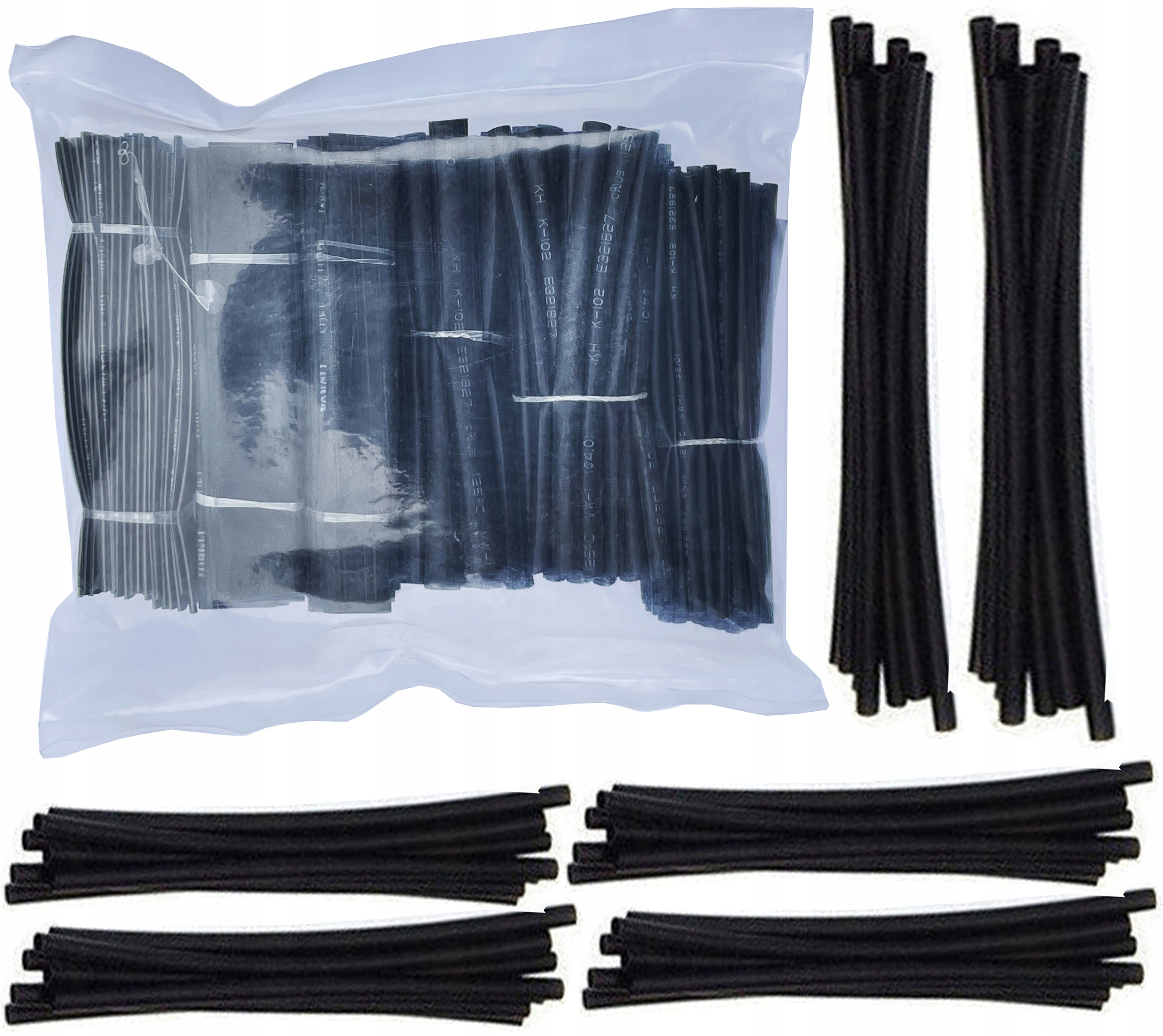 ZESTAW RUREK RURKI TERMOKURCZLIWE 196 SZT CZARNE