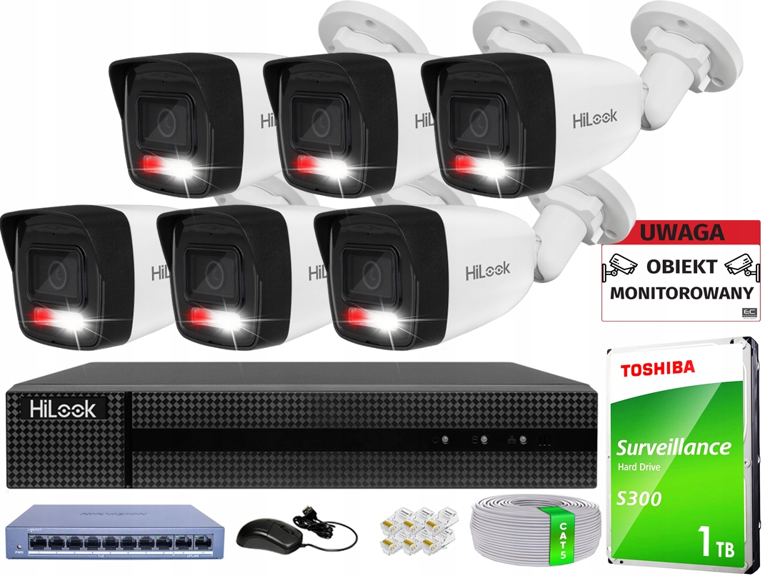 Monitorovací sada 6 kamer 4Mpx IPCAM-B4-30DL Hybrid Light Venkovní 8xPoE