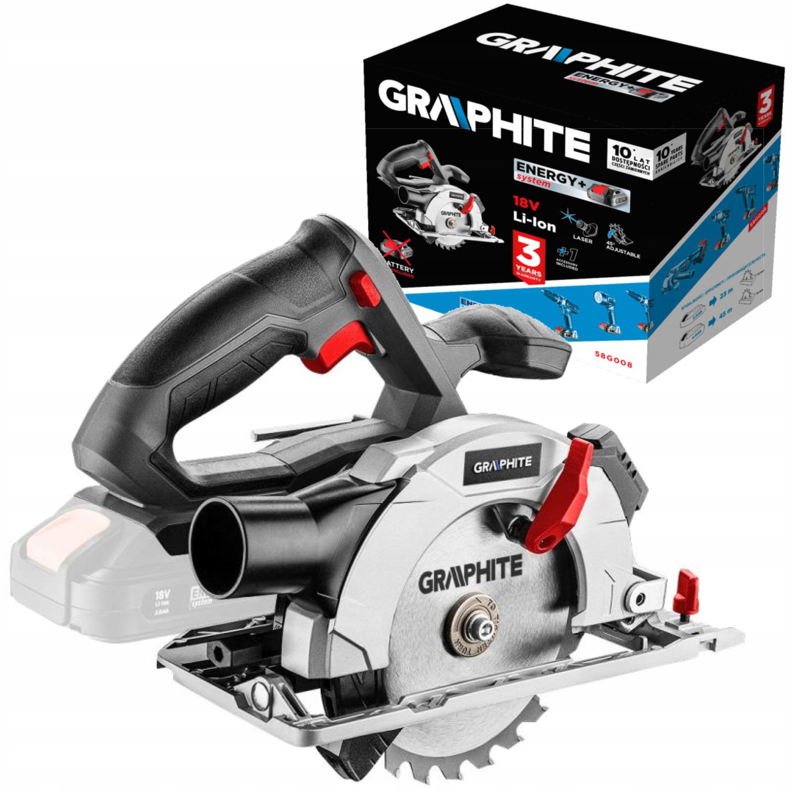 Graphite Akumulátorová Kotoučová Pila Energy+ 18 V Kotouč 150 X 10 MM Sólo