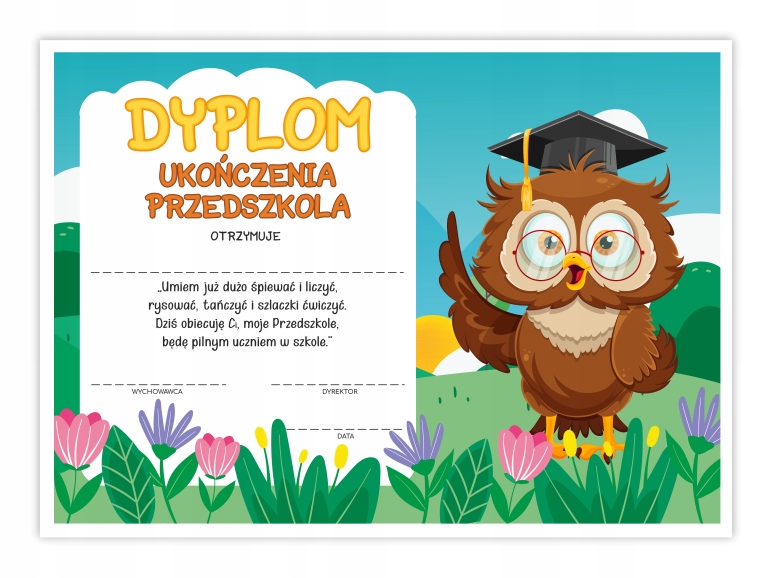 

Dyplom Ukończenia Przedszkola Sówka A4