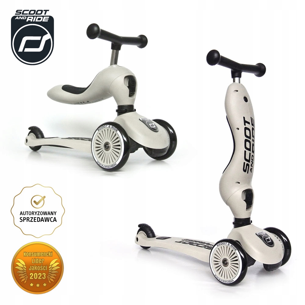 SCOOTANDRIDE Highwaykick1 Ash - Hulajnoga i Jeździk 2w1 dla dzieci 1-5 lat Kod producenta 96268