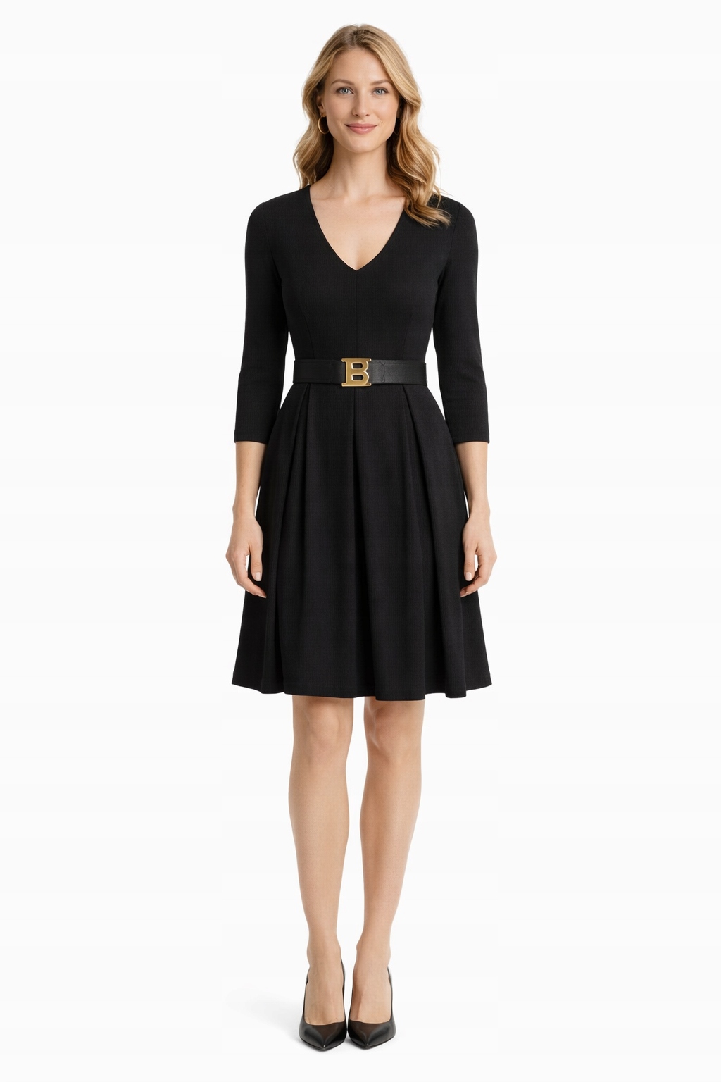 Blugirl Černé Šaty S Páskem A Výstřihem Do V S I3C