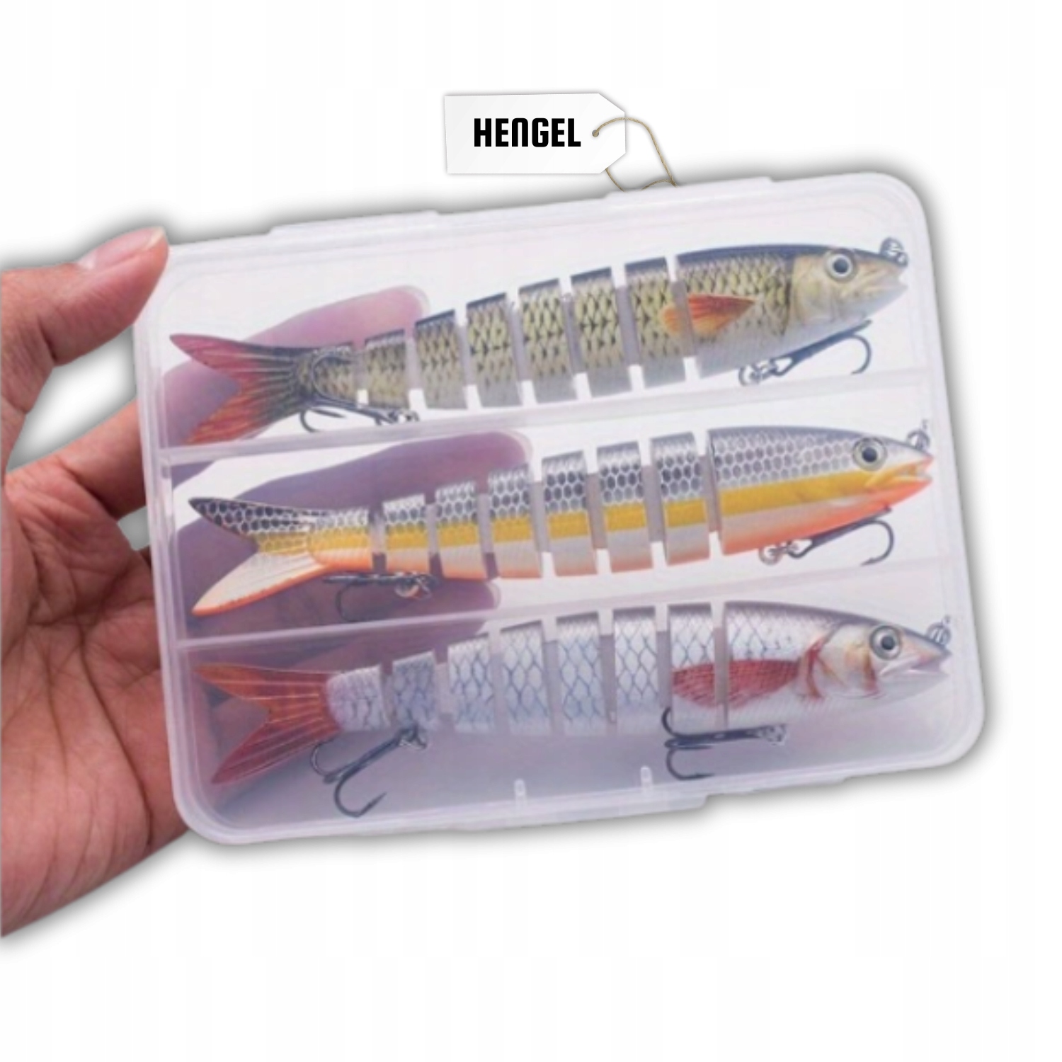 ZESTAW 3x WOBLER ŁAMANY HENGEL SWIMBAIT SZCZUPAK SANDACZ REALISTYCZNA PRACA