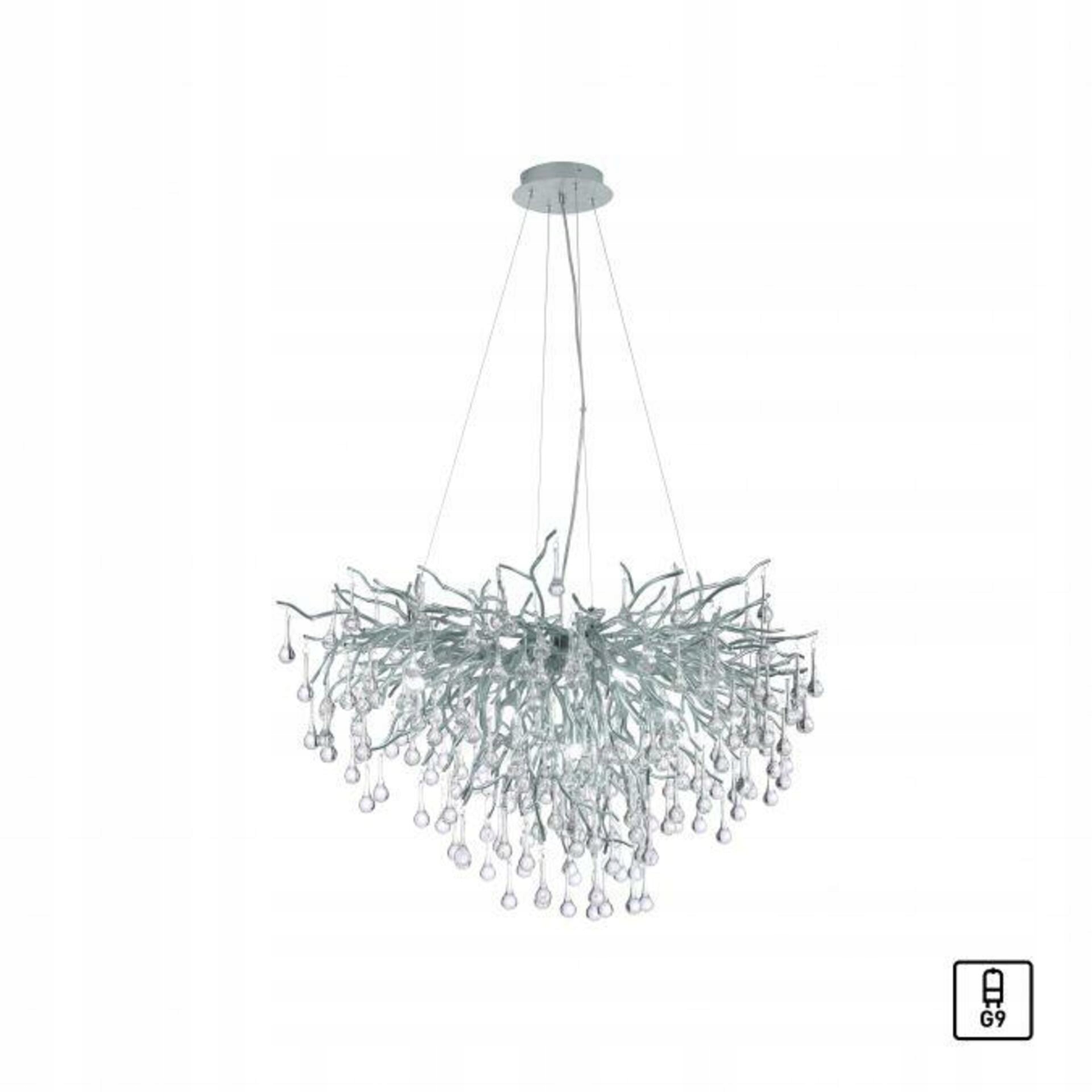 Paul Neuhaus Icicle stříbrný lustr, 240 skleněných hranolů, G9, 100x50 cm