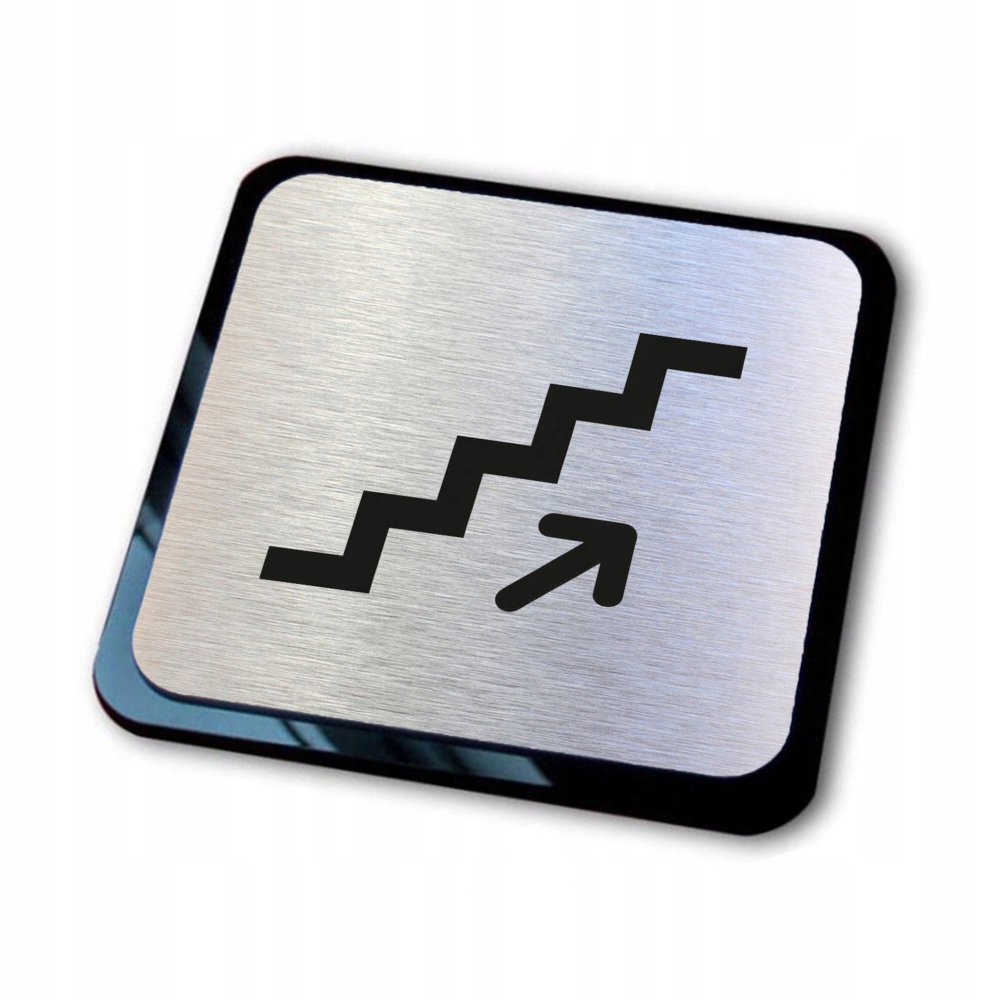 srebrna tabliczka informacyjna grawer schody góra