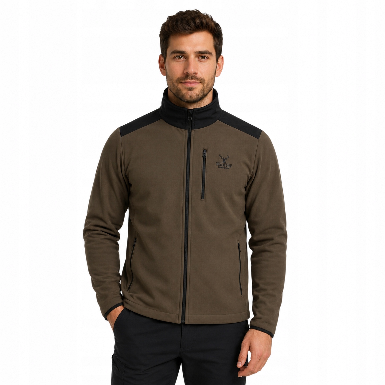 Pánská Mikina Stretch Khaki na lov Polský Výrobek S