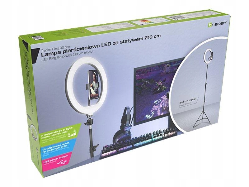 Tracer Lampa pierścieniowa Ring 30cm ze statywem 210cm