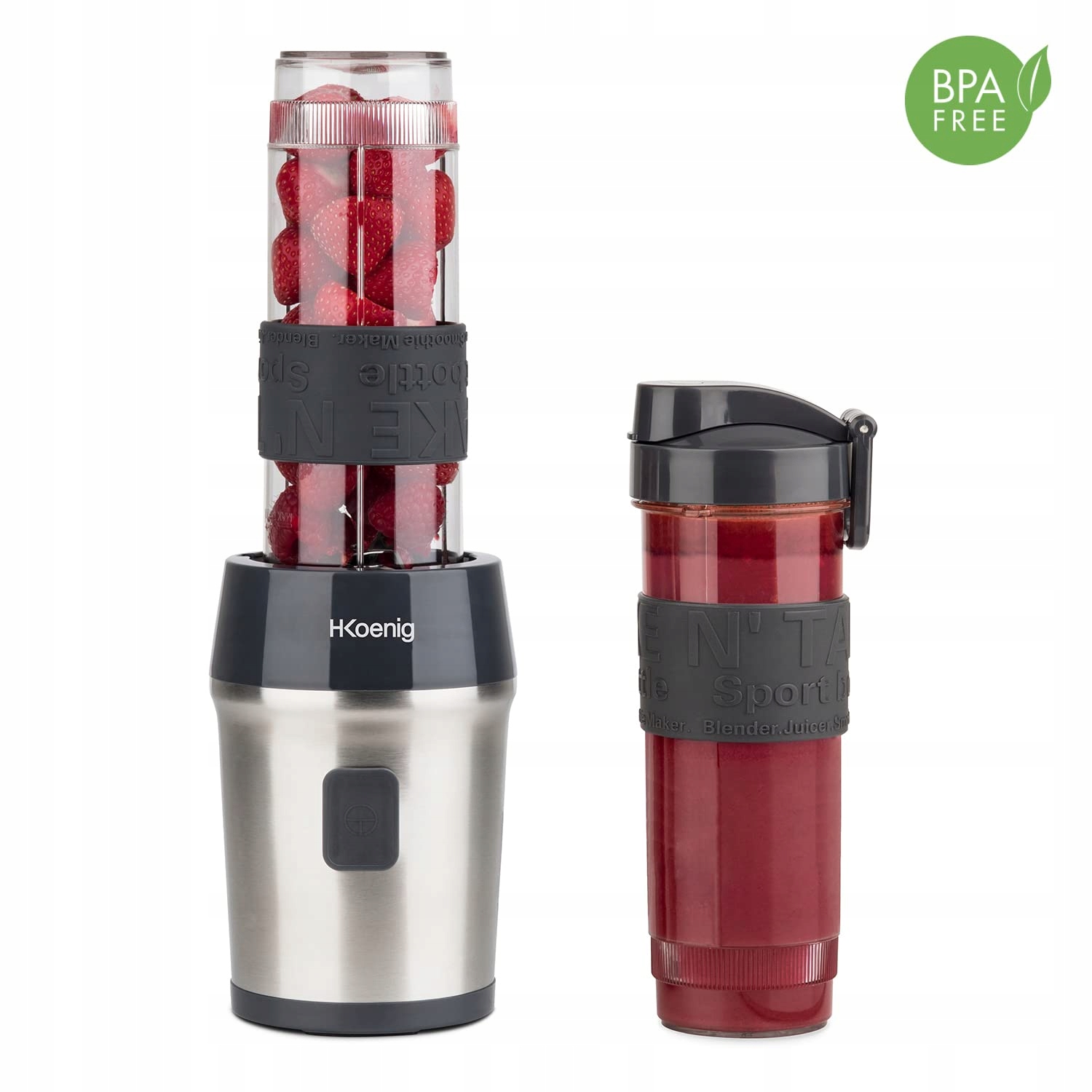 HKOENIG Blender Do Smoothie Kompaktowy 570mL 300W 2 Butelki Szare — miniatura 2