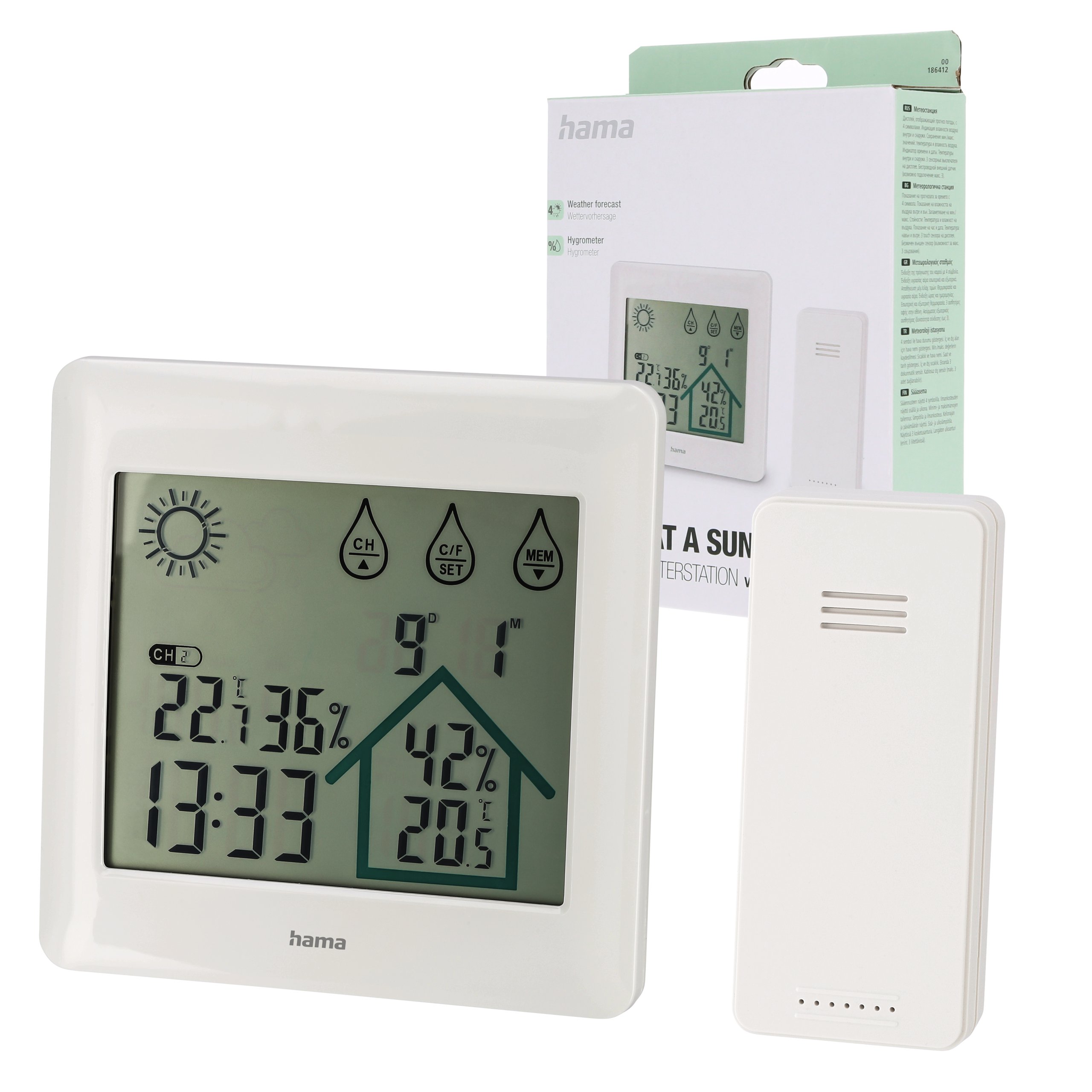 Stacja pogody Bezprzewodowa Cyfrowa Hama Action Termometr Higrometr Zegar