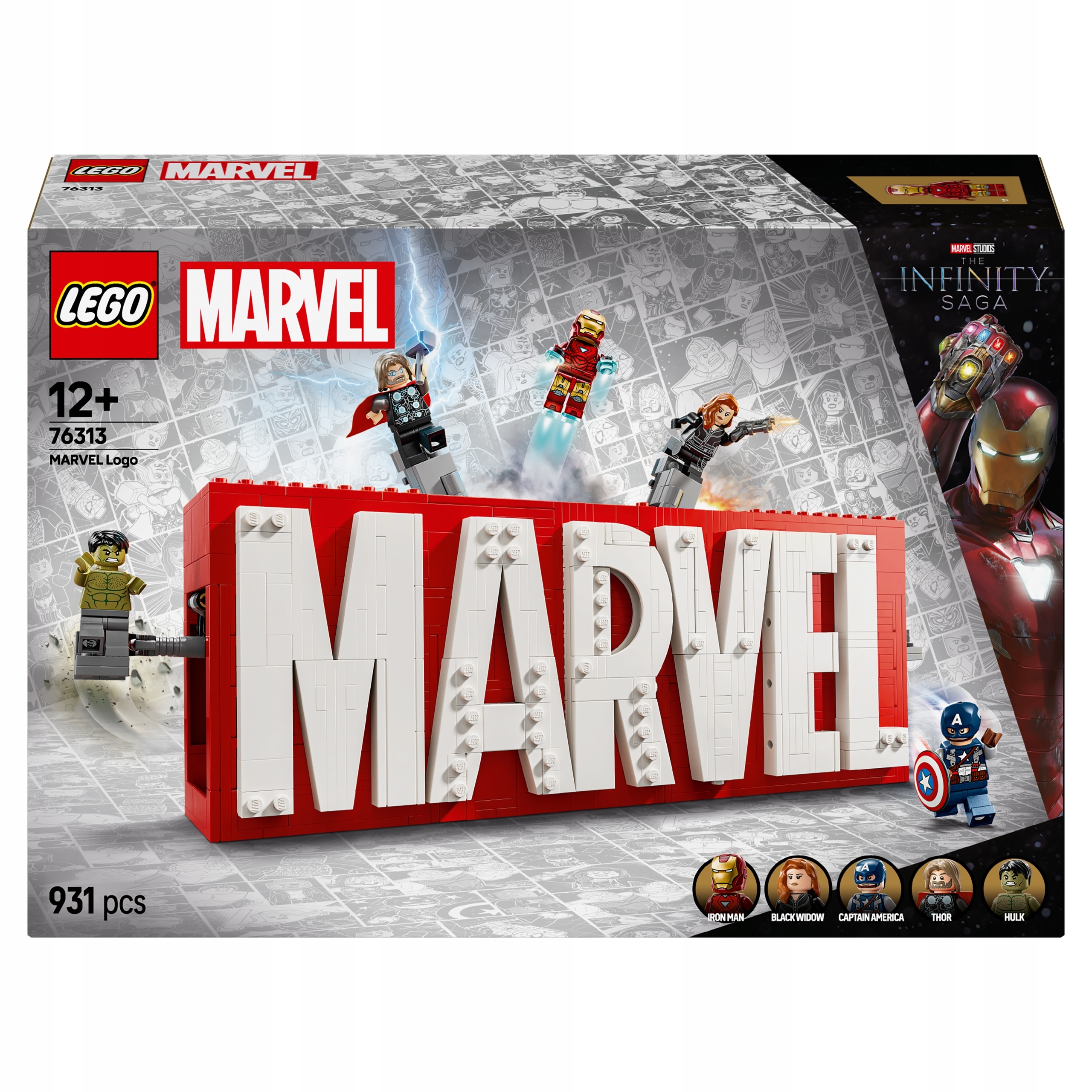 Lego Marvel: Logo Marvel z minifigurkami 76313