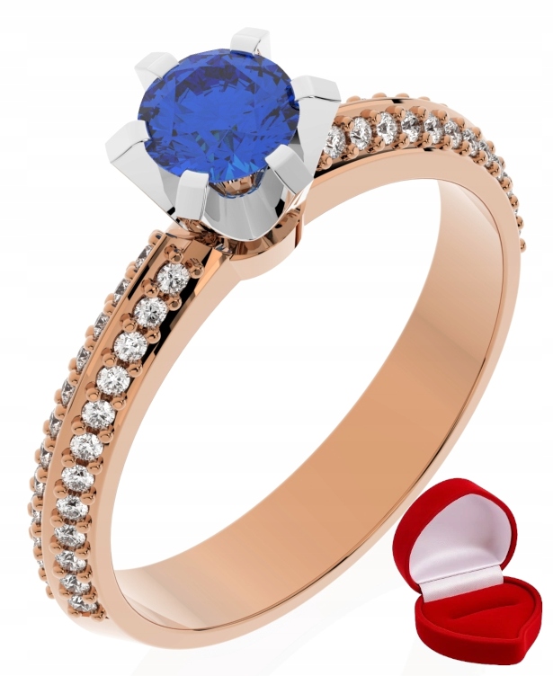 Zlatý Prstýnek 585 14k Safír 0,30 ct Růžové Zlato R29