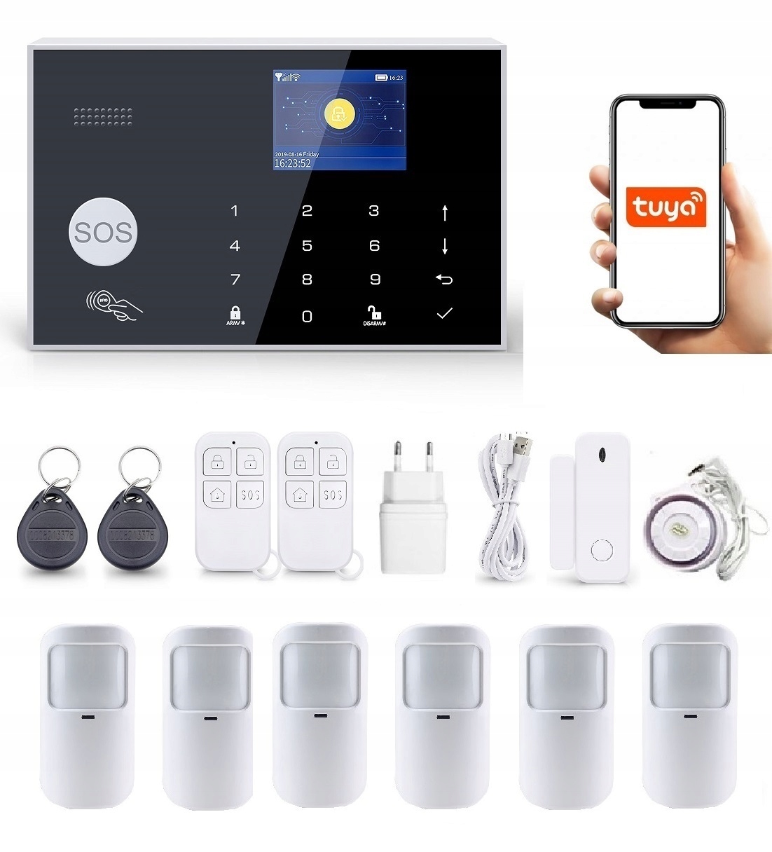 LCD Alarmový Systém 2.4" Gsm WiFi Tuya Smart Pl 6xPIR