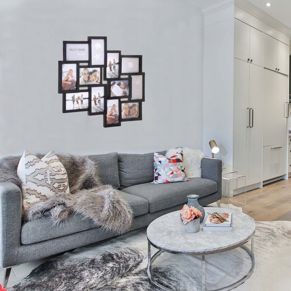 MULTIRAMA ZESTAW 12 RAMEK NA ZDJĘCIA CZARNA RAMKA MULTI FOTO GALERIA KOLAŻ Marka Springos