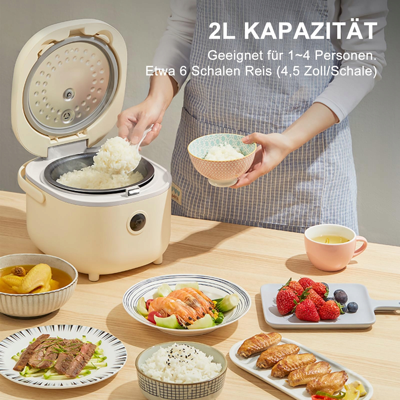 BEAR Elektryczny Ryżowar 350W 6 Funkcji Dla 2-4 Osób Z Parowarem — miniatura 5