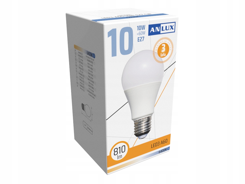 

Żarówka Led E27 10W=60W zimna biała 810 lumenów